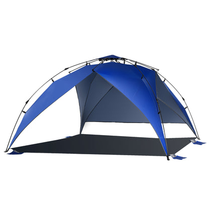Folding Beach Tent Pop-Up Beach Shelter with Carrying Bag Automatic Opening UV Protection and Waterproof for Park Camping 247x247x145 cm Blue