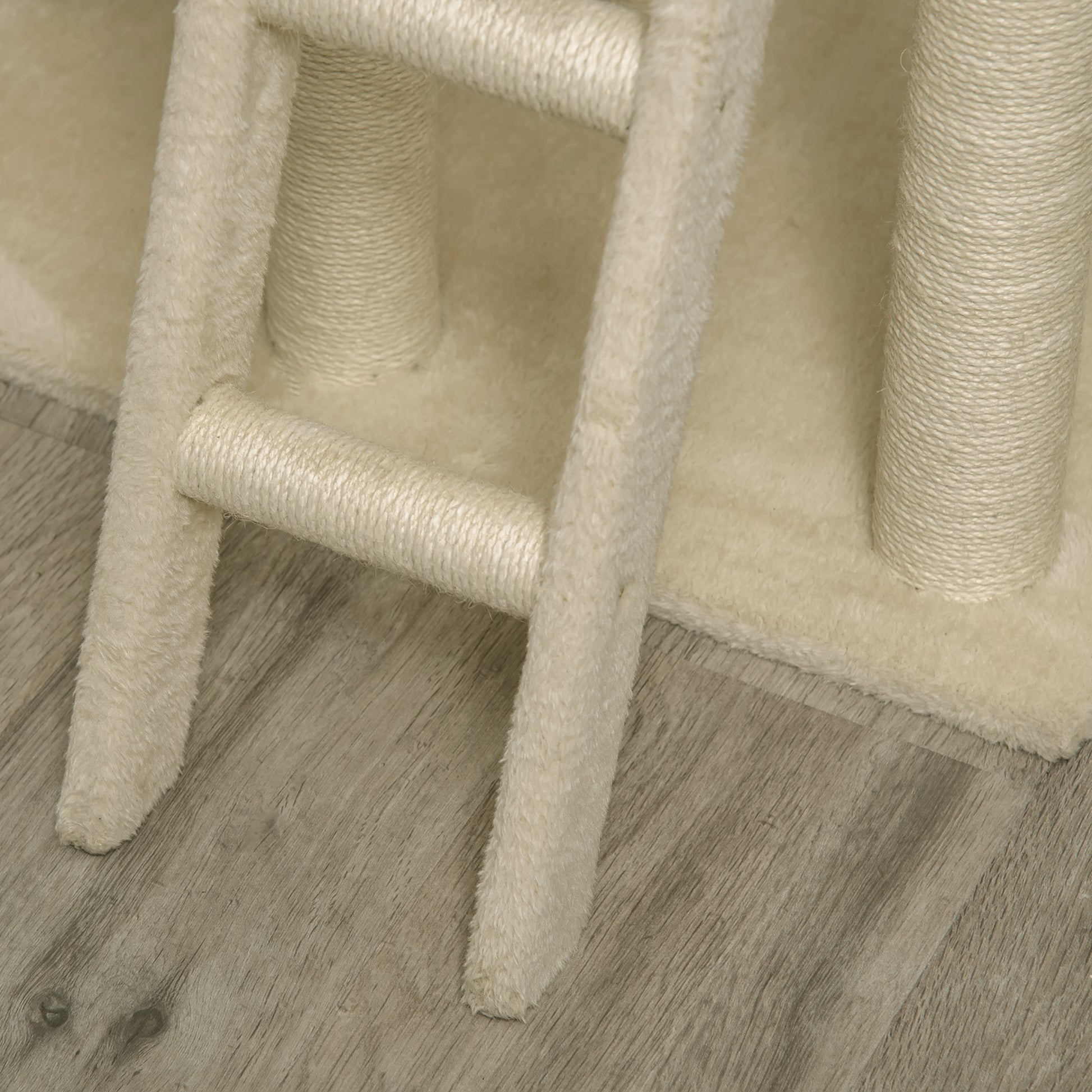 Cat Tree Scratching Post 130H cm Climbing Tree with Cat Condo Playing Balls Jute Posts Large Platform Particle Board Plush Khaki+Beige