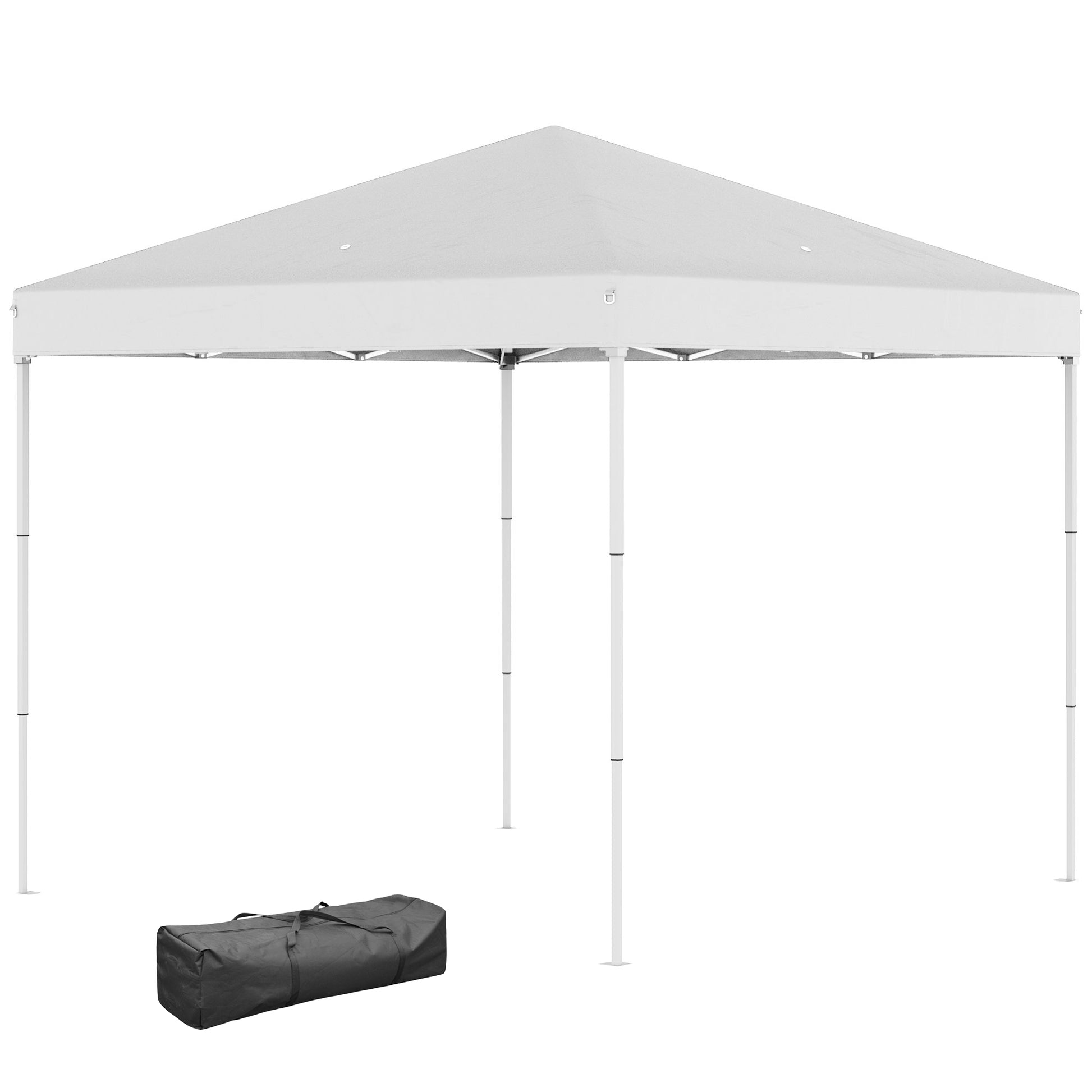 Foldable Gazebo 2.5x2.5 m Pop Up with 8 Drainage Holes and Carry Bag, Outdoor Steel and Oxford Gazebo, for Garden, Parties, White