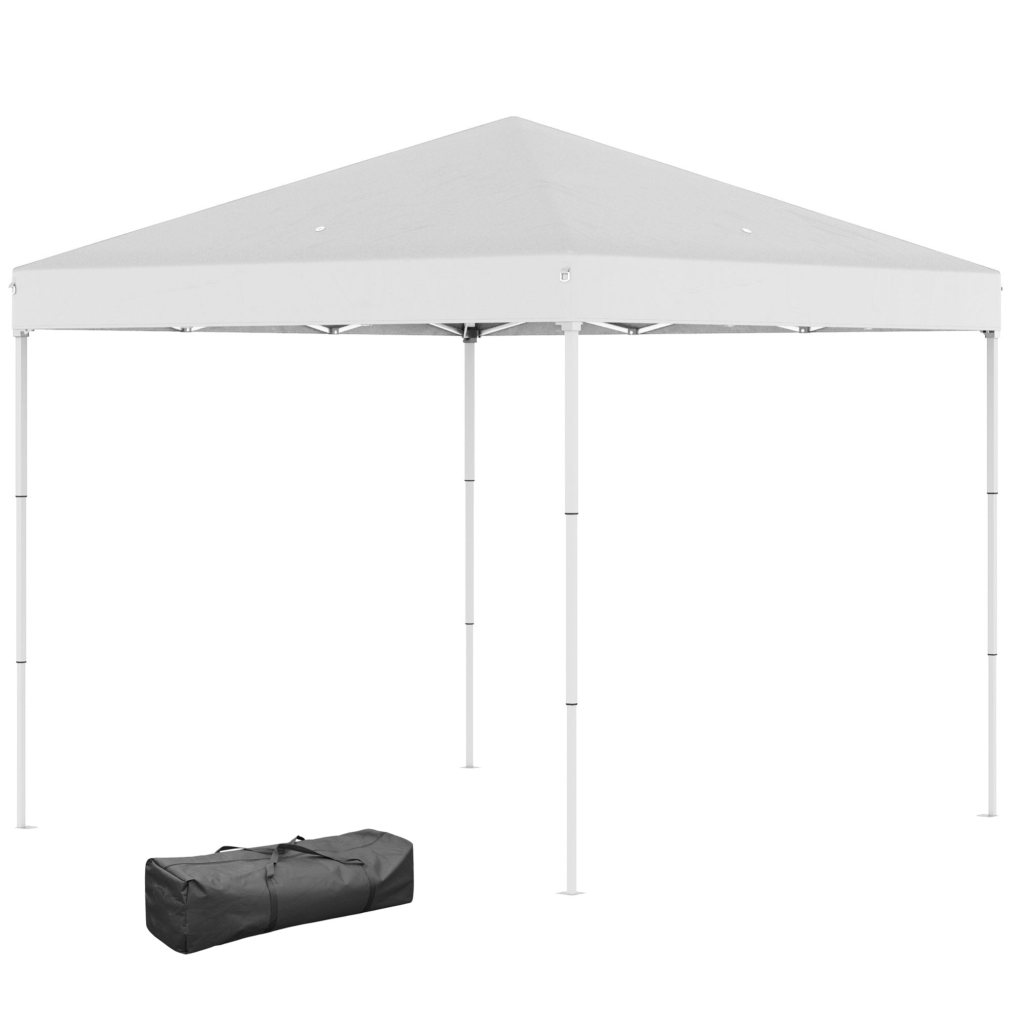 Foldable Gazebo 2.5x2.5 m Pop Up with 8 Drainage Holes and Carry Bag, Outdoor Steel and Oxford Gazebo, for Garden, Parties, White