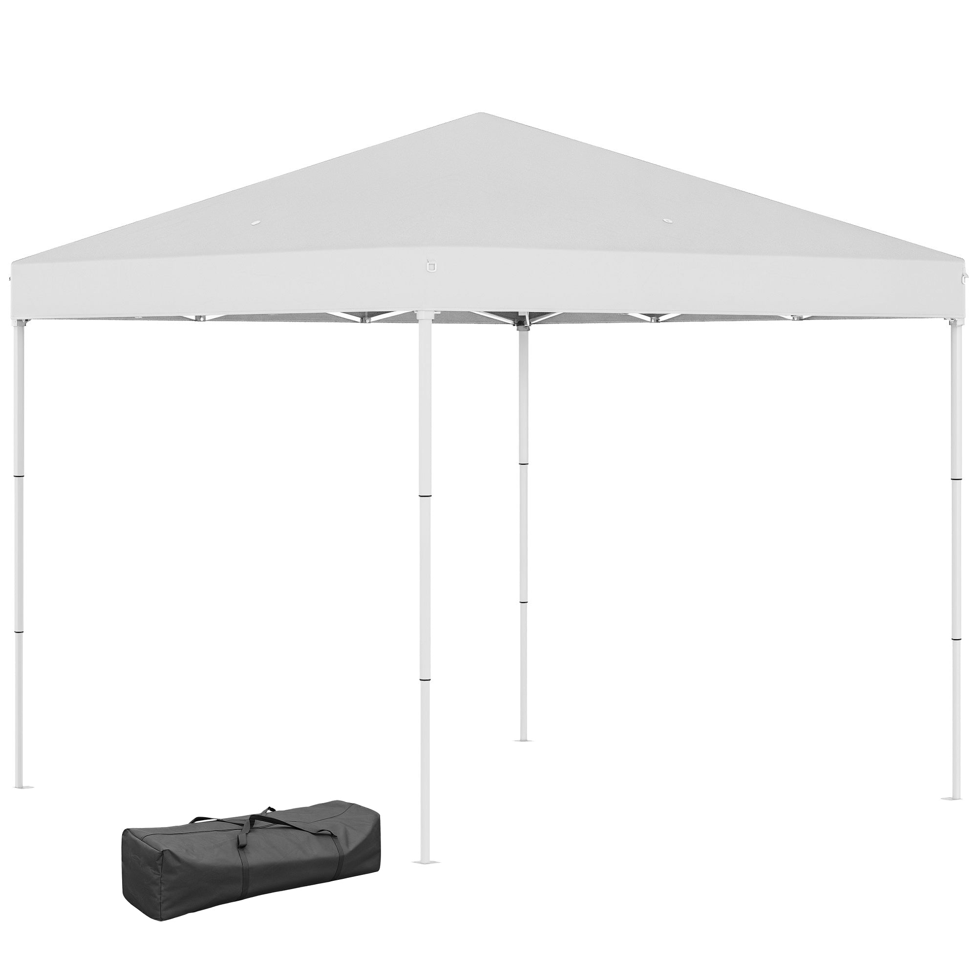 Foldable Gazebo 2.5x2.5 m Pop Up with 8 Drainage Holes and Carry Bag, Outdoor Steel and Oxford Gazebo, for Garden, Parties, White
