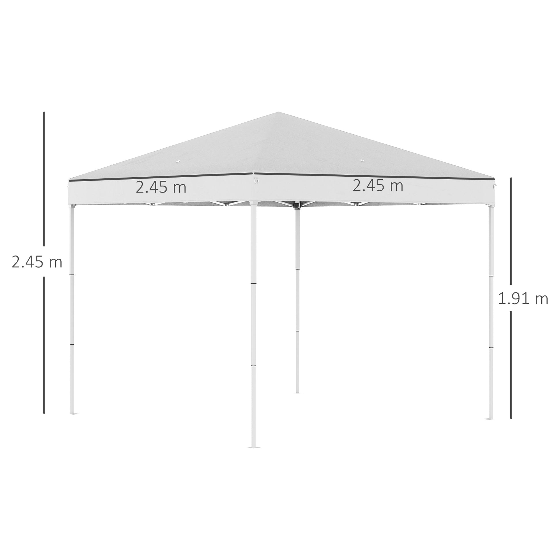 Foldable Gazebo 2.5x2.5 m Pop Up with 8 Drainage Holes and Carry Bag, Outdoor Steel and Oxford Gazebo, for Garden, Parties, White