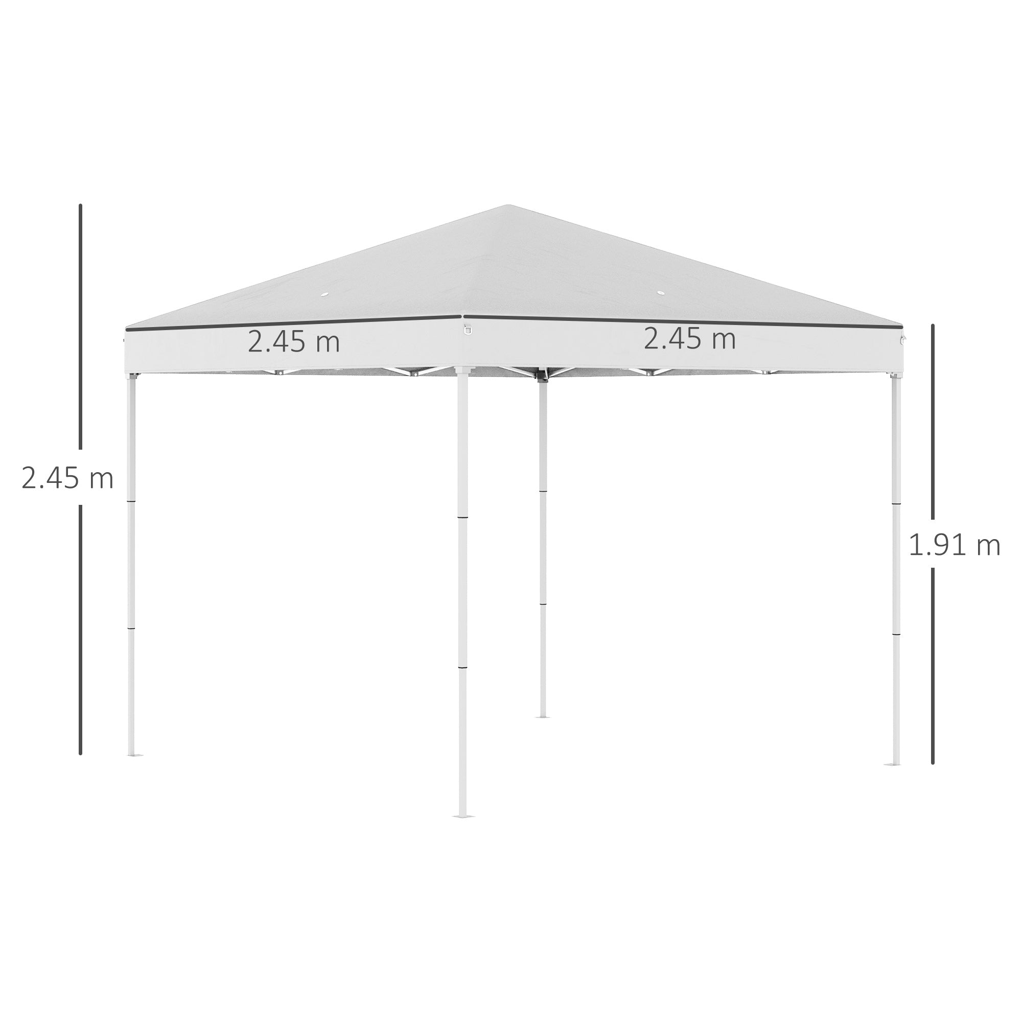 Foldable Gazebo 2.5x2.5 m Pop Up with 8 Drainage Holes and Carry Bag, Outdoor Steel and Oxford Gazebo, for Garden, Parties, White