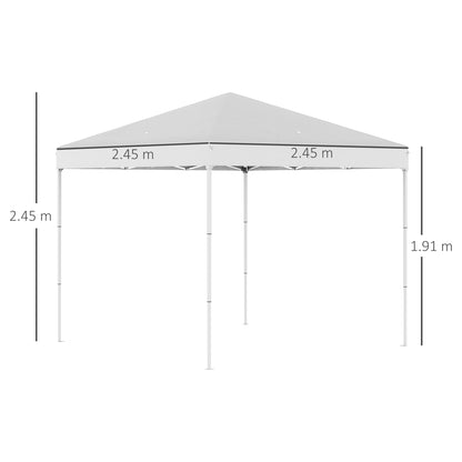 Foldable Gazebo 2.5x2.5 m Pop Up with 8 Drainage Holes and Carry Bag, Outdoor Steel and Oxford Gazebo, for Garden, Parties, White