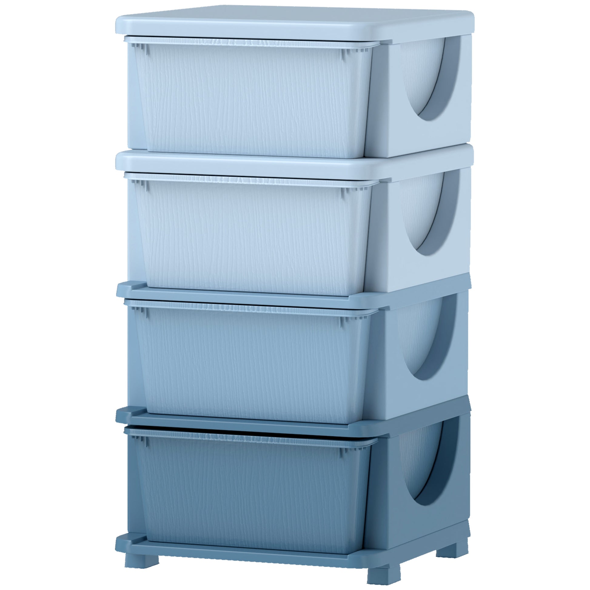 Drawer Cabinet for Kids with Storage Space, Storage Boxes Toy Organizer Toy Box Four Levels for Kids Room 3-6 Years Children's Furniture Blue 37 x 37 x 76 cm
