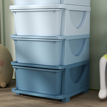 Drawer Cabinet for Kids with Storage Space, Storage Boxes Toy Organizer Toy Box Four Levels for Kids Room 3-6 Years Children's Furniture Blue 37 x 37 x 76 cm