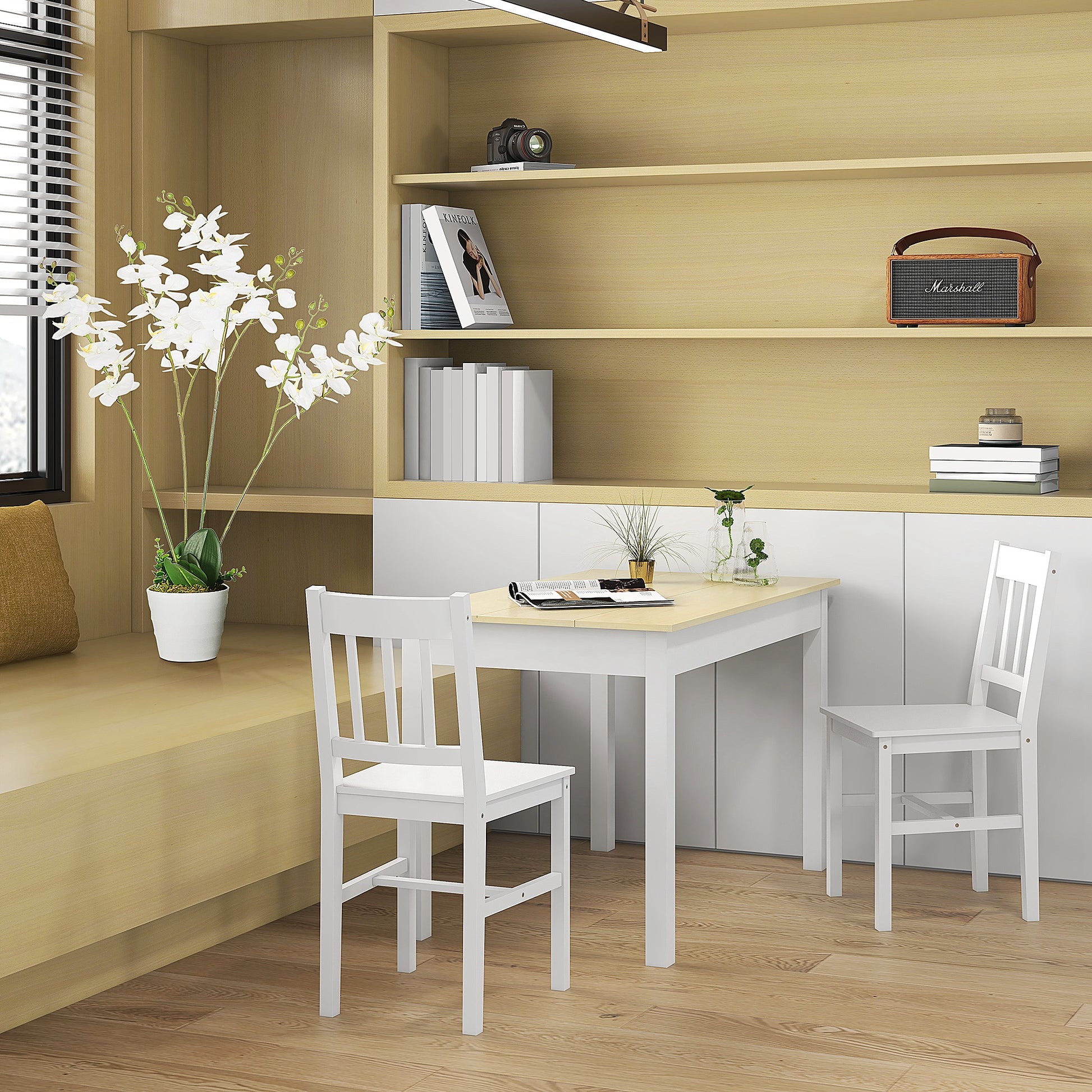 Dining Table for 4-6 People Rectangular Modern Style Kitchen Table with Wood Melamine Board Load 50 kg Oak and White
