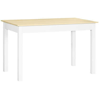Dining Table for 4-6 People Rectangular Modern Style Kitchen Table with Wood Melamine Board Load 50 kg Oak and White