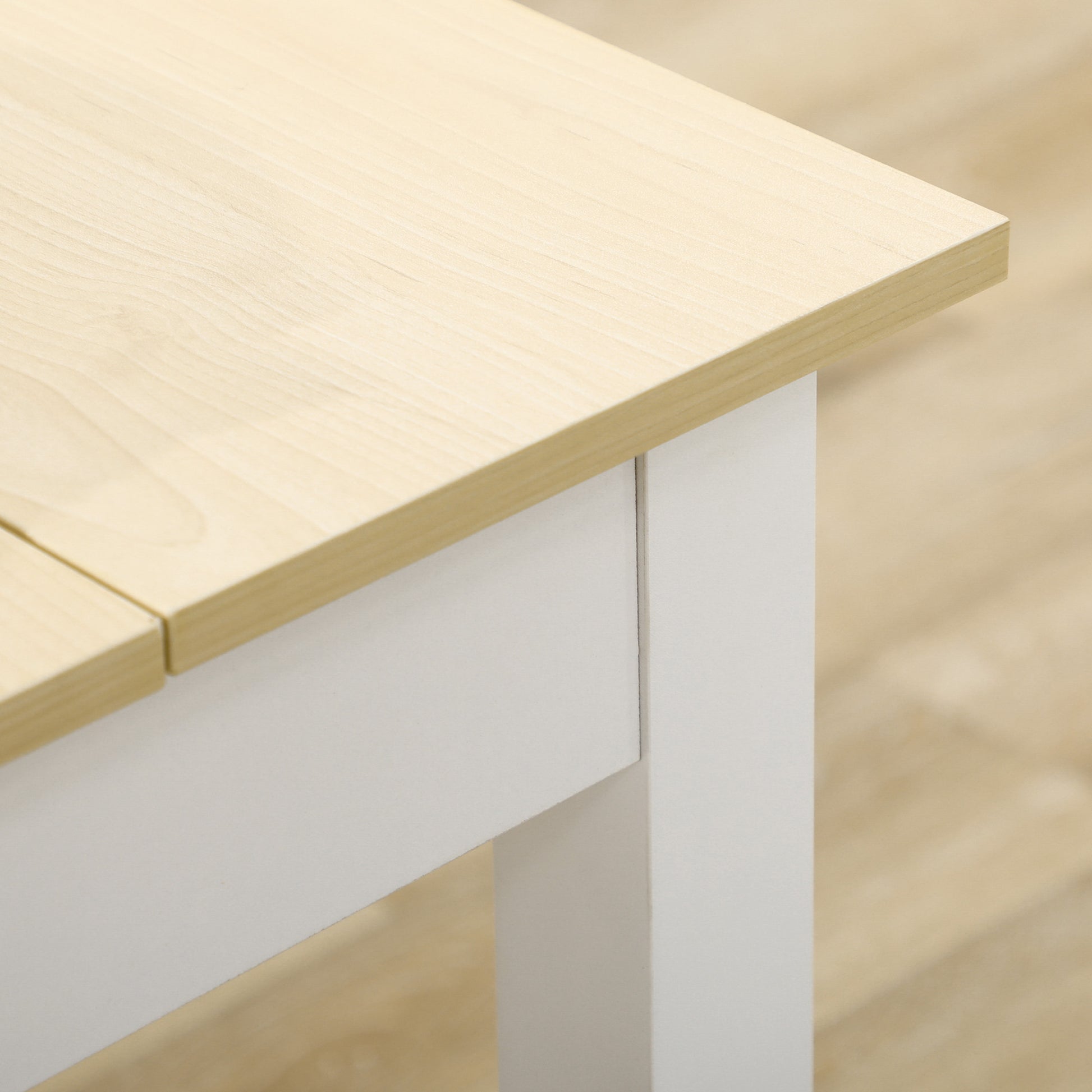 Dining Table for 4-6 People Rectangular Modern Style Kitchen Table with Wood Melamine Board Load 50 kg Oak and White