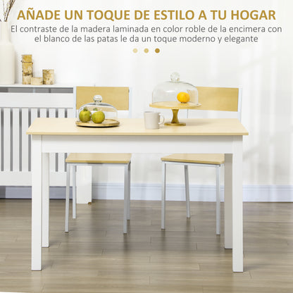 Dining Table for 4-6 People Rectangular Modern Style Kitchen Table with Wood Melamine Board Load 50 kg Oak and White