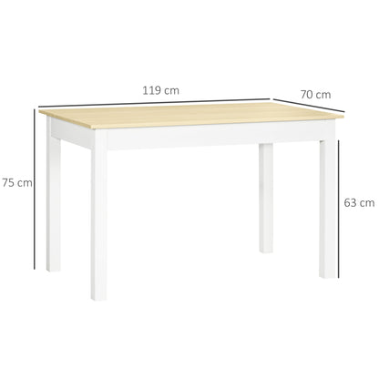 Dining Table for 4-6 People Rectangular Modern Style Kitchen Table with Wood Melamine Board Load 50 kg Oak and White