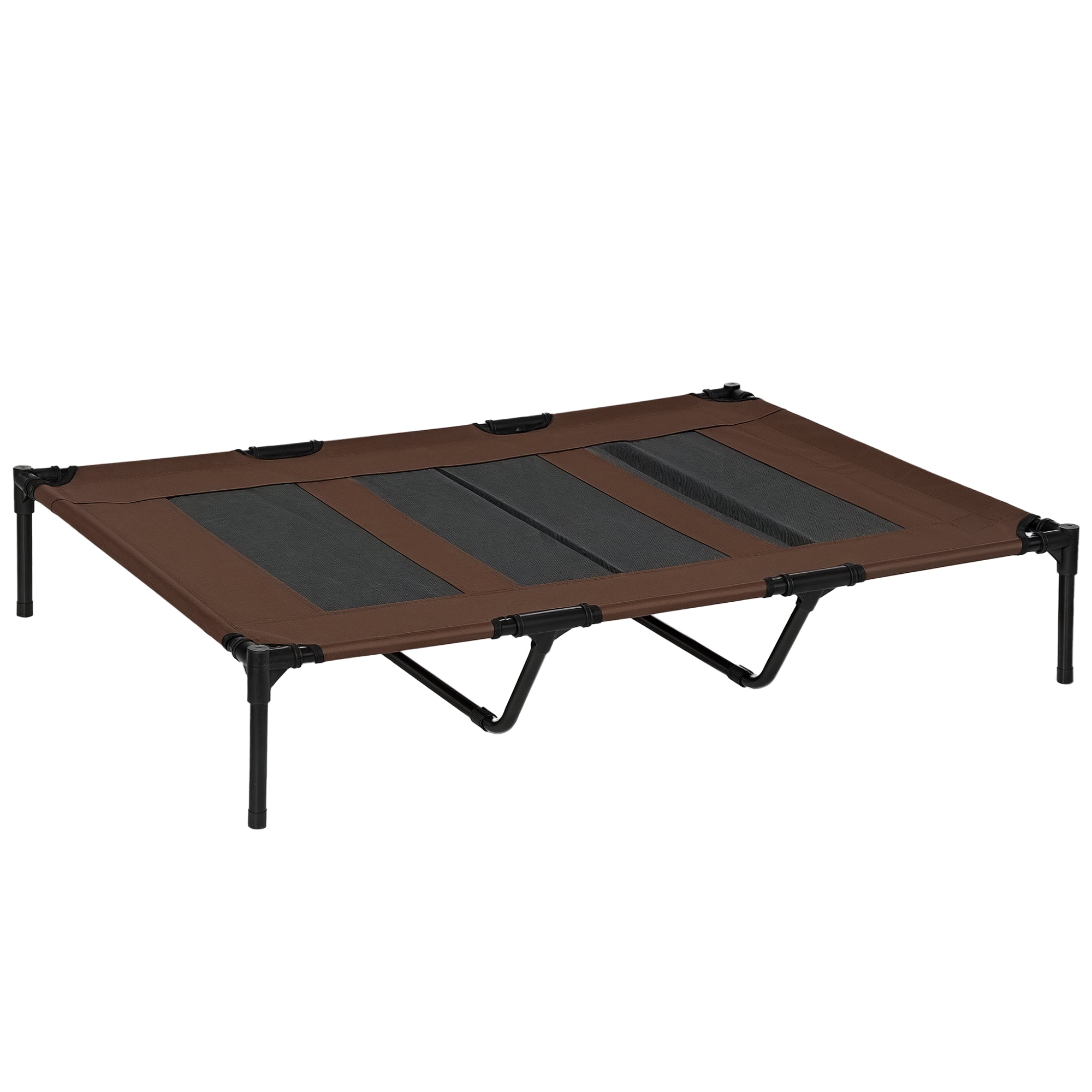 Elevated Dog Bed Outdoor, Cooling Pet Cot for Large Dogs, Washable Mesh with Sturdy Metal Frame, Pet Bed for Travel Garden Outdoor, 122 x 92 x 23 cm, Coffee Brown