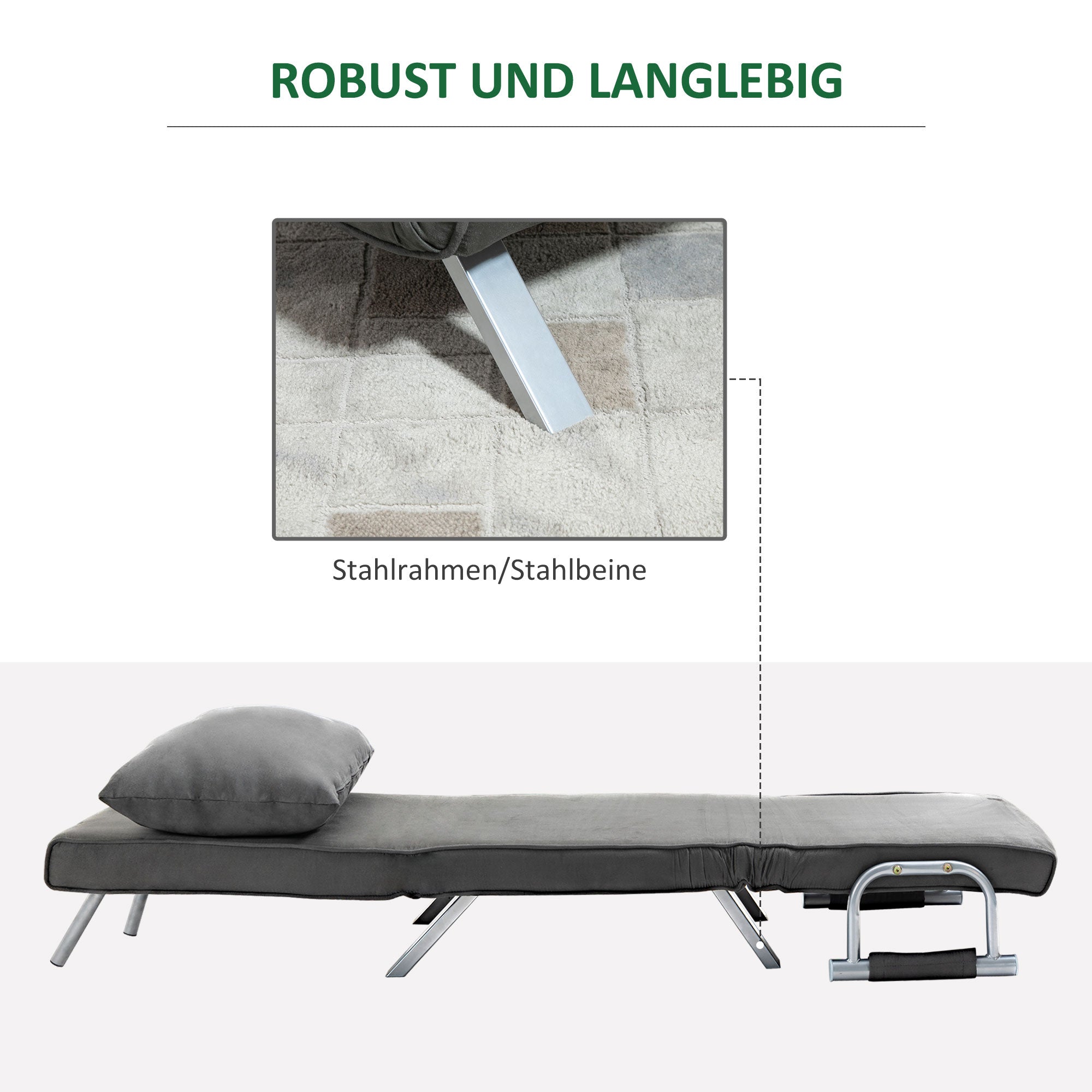 Sofa Bed, Sleeper Sofa with Adjustable Backrest, Throw Pillow, Sofa Bed with Velvet Look, Armrest, Guest Bed, Recliner Chair for Living Room, Bedroom, Gray