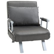 Sofa Bed, Sleeper Sofa with Adjustable Backrest, Throw Pillow, Sofa Bed with Velvet Look, Armrest, Guest Bed, Recliner Chair for Living Room, Bedroom, Gray
