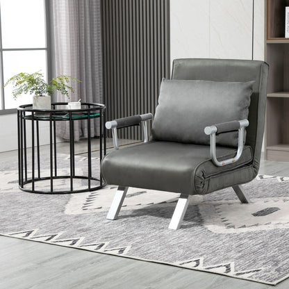 Sofa Bed, Sleeper Sofa with Adjustable Backrest, Throw Pillow, Sofa Bed with Velvet Look, Armrest, Guest Bed, Recliner Chair for Living Room, Bedroom, Gray
