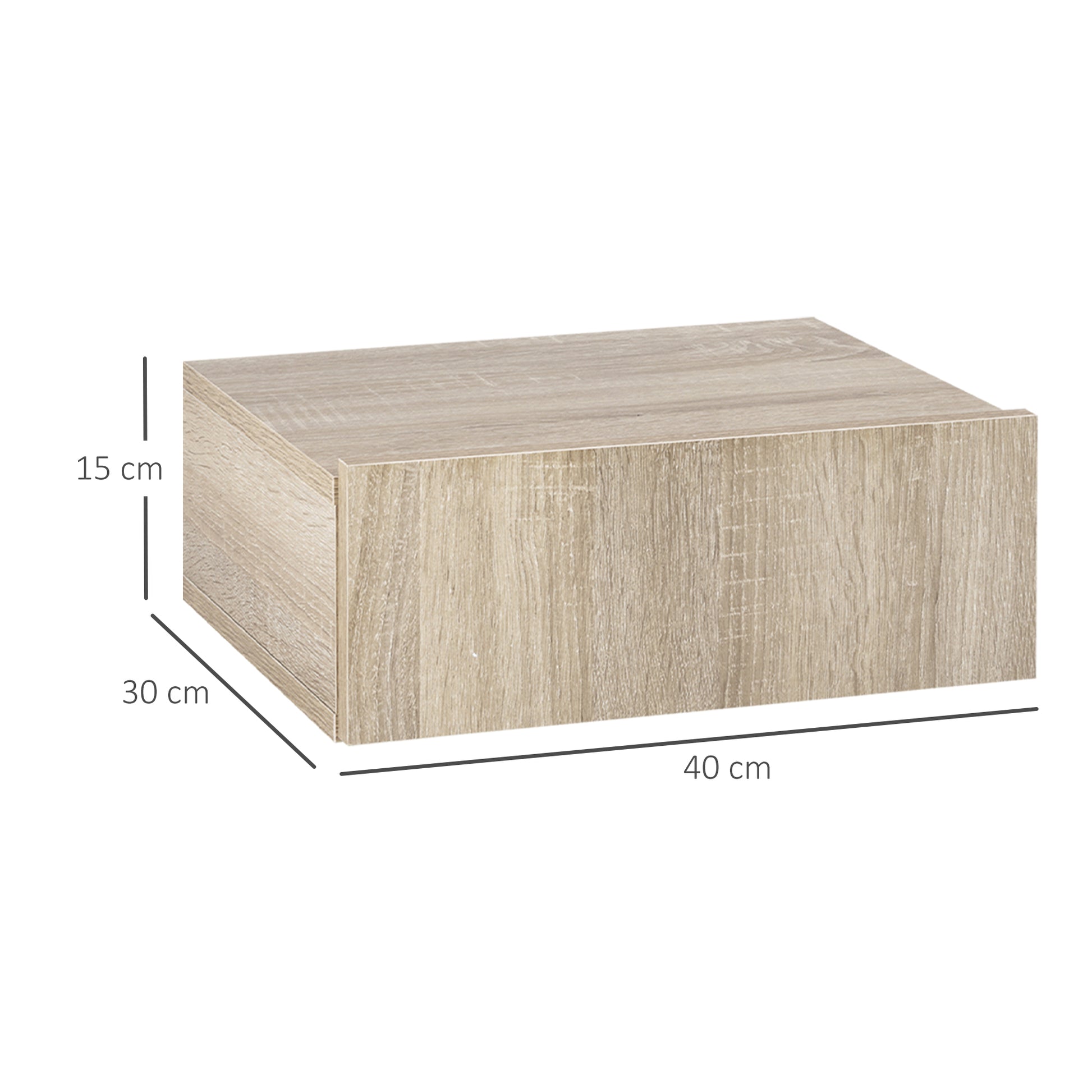 Set of 2 Floating Bedside Tables with 1 Drawer Wall Mounted Design Modern Style for Bedroom 40x30x15 cm Natural
