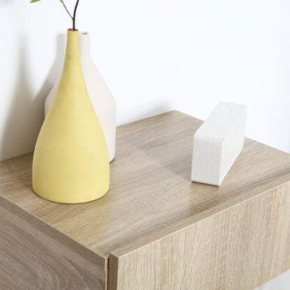 Set of 2 Floating Bedside Tables with 1 Drawer Wall Mounted Design Modern Style for Bedroom 40x30x15 cm Natural