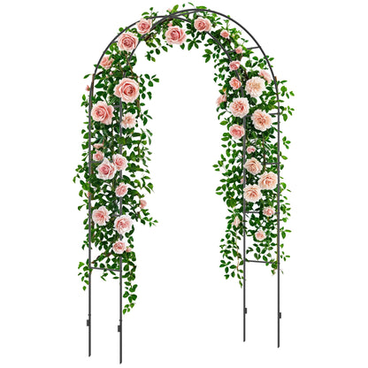 Metal Rose Arch Trellis for Climbing Plants Garden Arch with Pointed Design Metal Structure Arbor Trellis for Roses Archway for Garden 140 x 40 x 240 cm Black