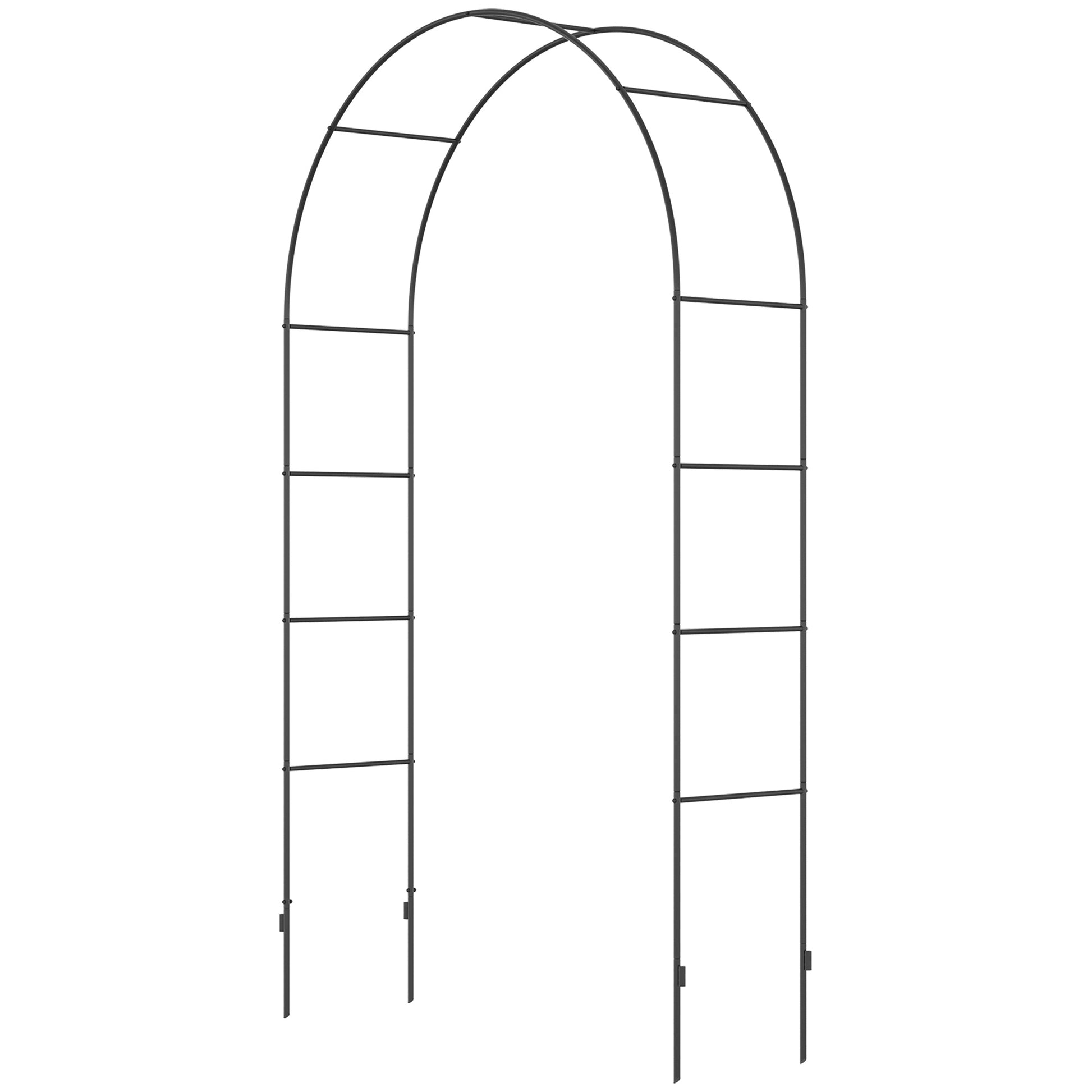 Metal Rose Arch Trellis for Climbing Plants Garden Arch with Pointed Design Metal Structure Arbor Trellis for Roses Archway for Garden 140 x 40 x 240 cm Black