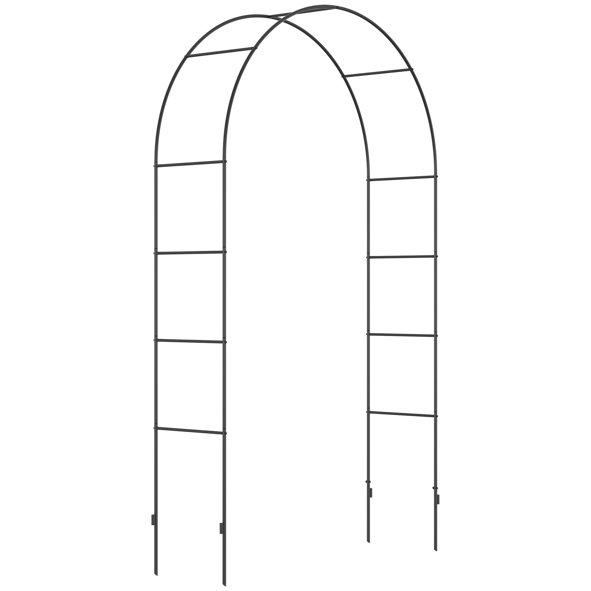 Metal Rose Arch Trellis for Climbing Plants Garden Arch with Pointed Design Metal Structure Arbor Trellis for Roses Archway for Garden 140 x 40 x 240 cm Black