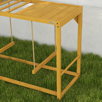 Chicken Playset Made of Wood, Playground with Swings Ladder Platform Perch Climbing Frame for 3-4 Chickens Natural Wood