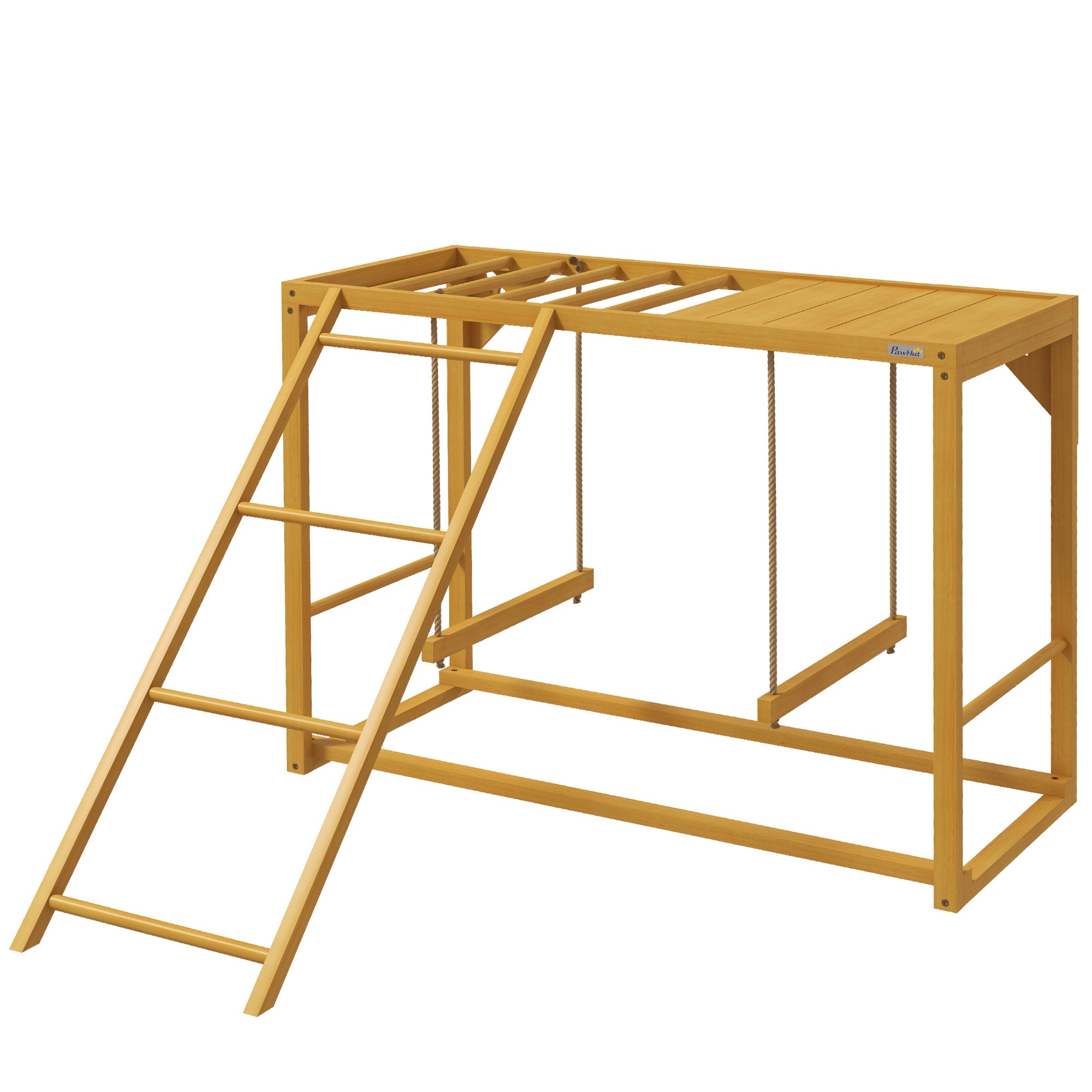 Chicken Playset Made of Wood, Playground with Swings Ladder Platform Perch Climbing Frame for 3-4 Chickens Natural Wood