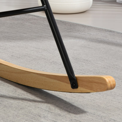 Rocking Chair Swivel Armchair with Cushion, High Back Armchair with Velvet Look, Rocking Chair up to 120 kg Load Capacity for Bedroom, Living Room, Cream White