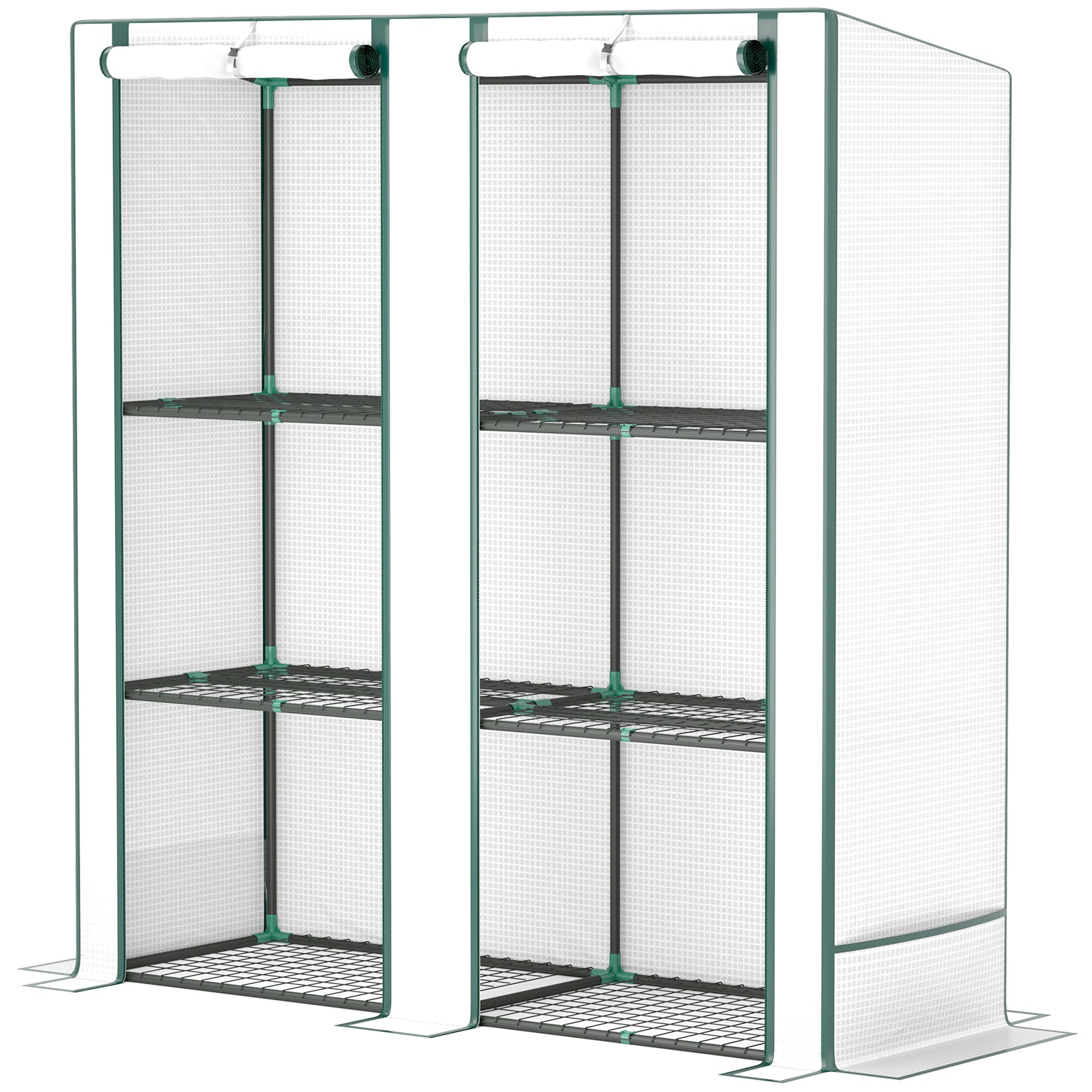 Greenhouse with Gable Roof Double Door, Shelves, Winterproof Foil Greenhouse made of Steel, Greenhouse for Balcony, Garden, Tomato House 144 x 48 x 152 cm, Tomato Greenhouse for Tomatoes, Vegetables, White