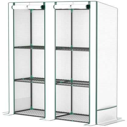 Greenhouse with Gable Roof Double Door, Shelves, Winterproof Foil Greenhouse made of Steel, Greenhouse for Balcony, Garden, Tomato House 144 x 48 x 152 cm, Tomato Greenhouse for Tomatoes, Vegetables, White