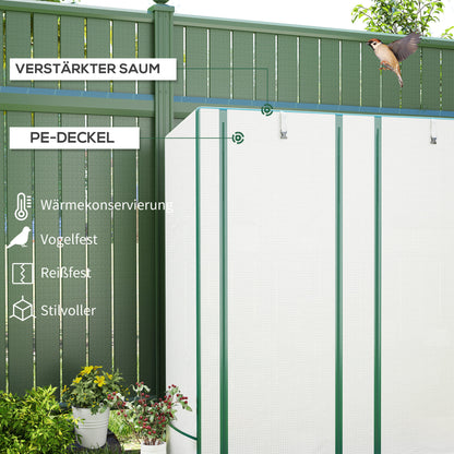 Greenhouse with Gable Roof Double Door, Shelves, Winterproof Foil Greenhouse made of Steel, Greenhouse for Balcony, Garden, Tomato House 144 x 48 x 152 cm, Tomato Greenhouse for Tomatoes, Vegetables, White