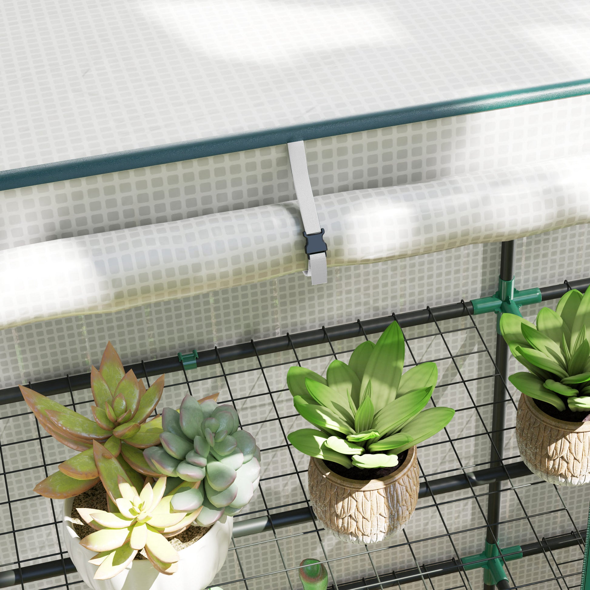 Greenhouse with Gable Roof Double Door, Shelves, Winterproof Foil Greenhouse made of Steel, Greenhouse for Balcony, Garden, Tomato House 144 x 48 x 152 cm, Tomato Greenhouse for Tomatoes, Vegetables, White