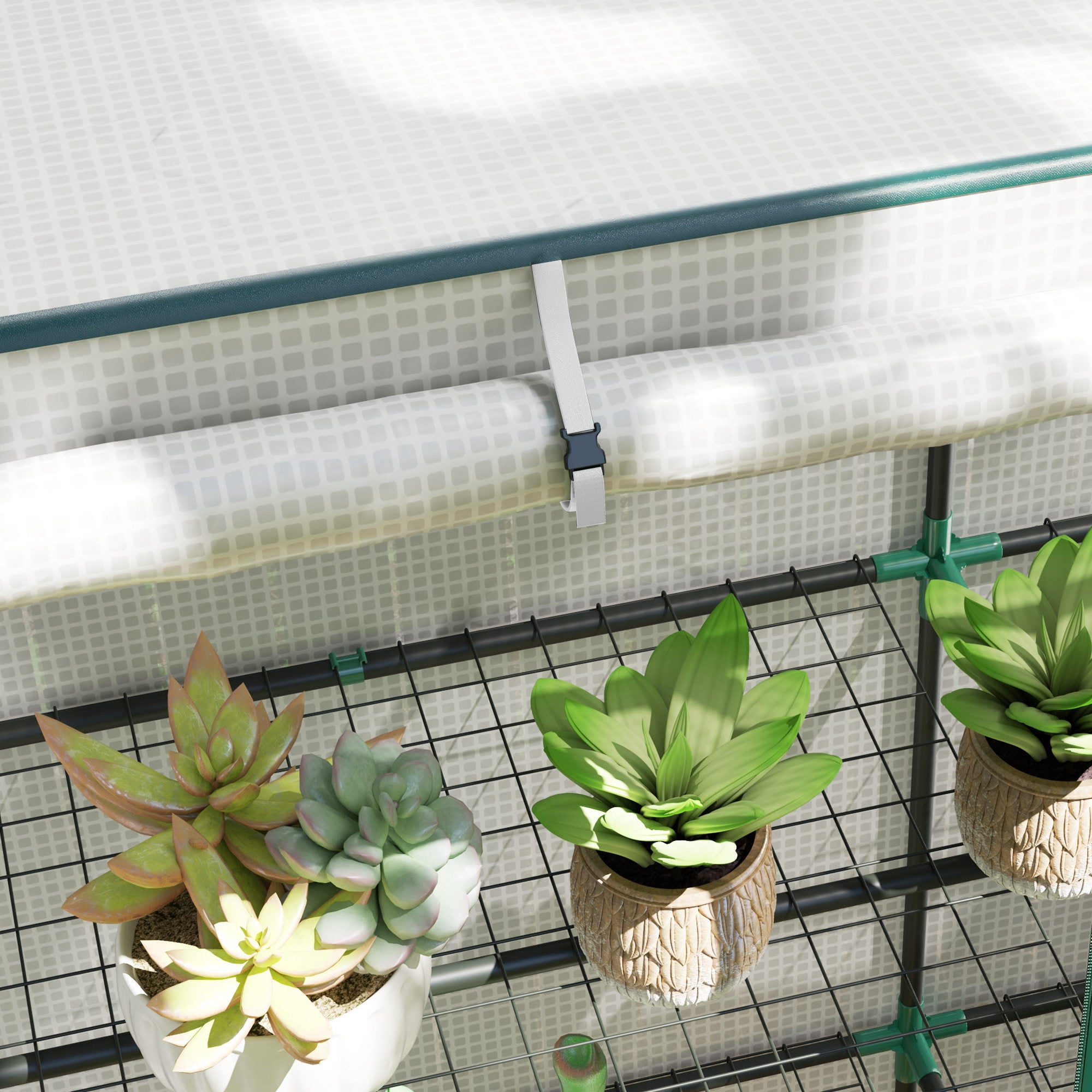 Greenhouse with Gable Roof Double Door, Shelves, Winterproof Foil Greenhouse made of Steel, Greenhouse for Balcony, Garden, Tomato House 144 x 48 x 152 cm, Tomato Greenhouse for Tomatoes, Vegetables, White