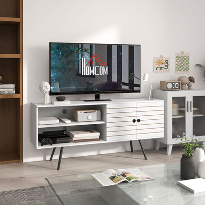 TV Stand for Living Room TV Table for 65-Inch TVs Modern TV Stand with 2 Open Shelves and 1 Adjustable Shelf 145x38x65 cm White