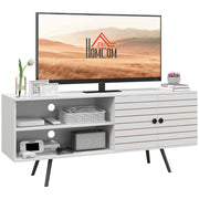 TV Stand for Living Room TV Table for 65-Inch TVs Modern TV Stand with 2 Open Shelves and 1 Adjustable Shelf 145x38x65 cm White