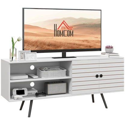 TV Stand for Living Room TV Table for 65-Inch TVs Modern TV Stand with 2 Open Shelves and 1 Adjustable Shelf 145x38x65 cm White