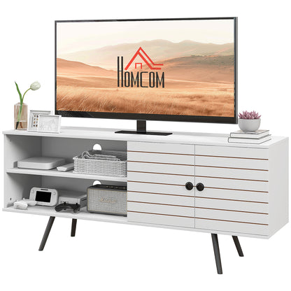 TV Stand for Living Room TV Table for 65-Inch TVs Modern TV Stand with 2 Open Shelves and 1 Adjustable Shelf 145x38x65 cm White