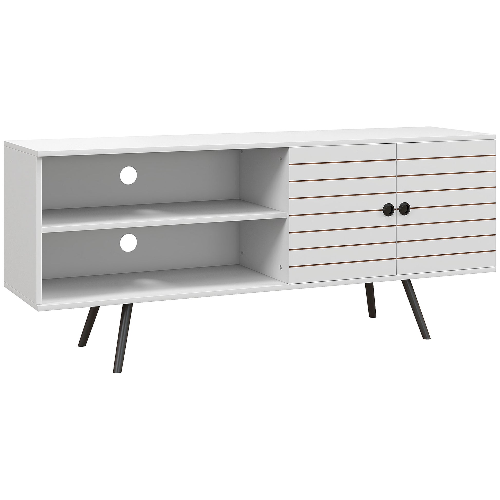 TV Stand for Living Room TV Table for 65-Inch TVs Modern TV Stand with 2 Open Shelves and 1 Adjustable Shelf 145x38x65 cm White