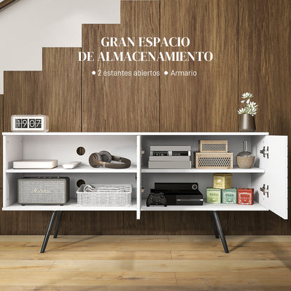 TV Stand for Living Room TV Table for 65-Inch TVs Modern TV Stand with 2 Open Shelves and 1 Adjustable Shelf 145x38x65 cm White