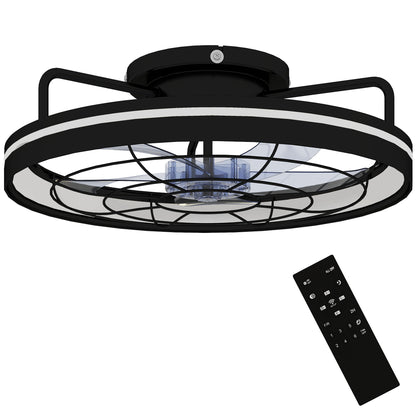 Ceiling Fan with Light, Remote Control, 19 in (48 cm), 40W LED Ceiling Light & Fan, 3 Color Temperatures, Timer, 6 Speeds, Dimmable, Quiet DC Motor, Black Shade