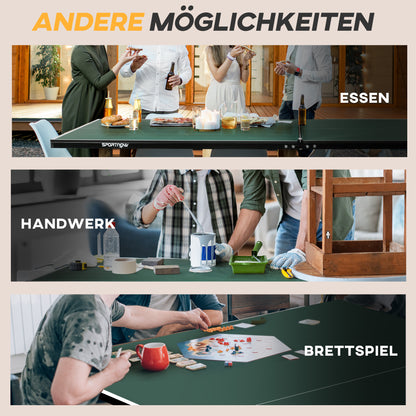 SPORTNOW Table Tennis Table, Foldable Table Tennis Table including Table Tennis Net, Wheels, 2 Table Tennis Rackets, and 3 Balls, Steel, Green, Table Tennis Table for Outdoor Indoor 274 x 152.5 x 76 cm Green