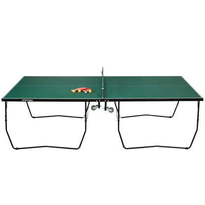 SPORTNOW Table Tennis Table, Foldable Table Tennis Table including Table Tennis Net, Wheels, 2 Table Tennis Rackets, and 3 Balls, Steel, Green, Table Tennis Table for Outdoor Indoor 274 x 152.5 x 76 cm Green