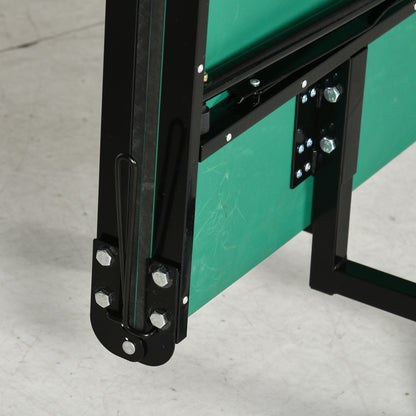 SPORTNOW Table Tennis Table, Foldable Table Tennis Table including Table Tennis Net, Wheels, 2 Table Tennis Rackets, and 3 Balls, Steel, Green, Table Tennis Table for Outdoor Indoor 274 x 152.5 x 76 cm Green