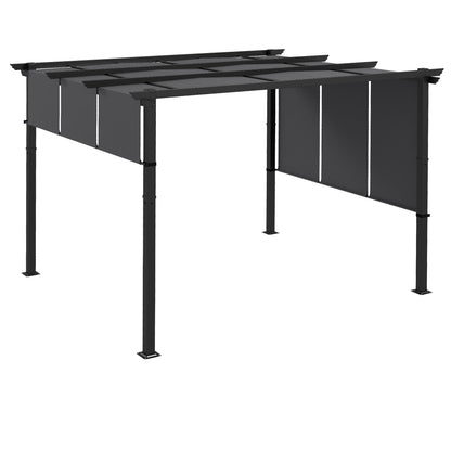 Pavilion approx. 3.5 x 3 m Pergola, Patio Roof, Terrace Cover with Side Wall, for Garden, Terrace, Dark Gray
