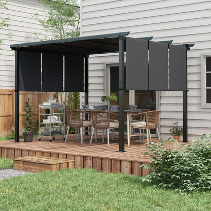 Pavilion approx. 3.5 x 3 m Pergola, Patio Roof, Terrace Cover with Side Wall, for Garden, Terrace, Dark Gray