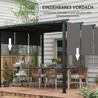 Pavilion approx. 3.5 x 3 m Pergola, Patio Roof, Terrace Cover with Side Wall, for Garden, Terrace, Dark Gray