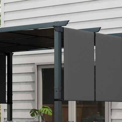 Pavilion approx. 3.5 x 3 m Pergola, Patio Roof, Terrace Cover with Side Wall, for Garden, Terrace, Dark Gray