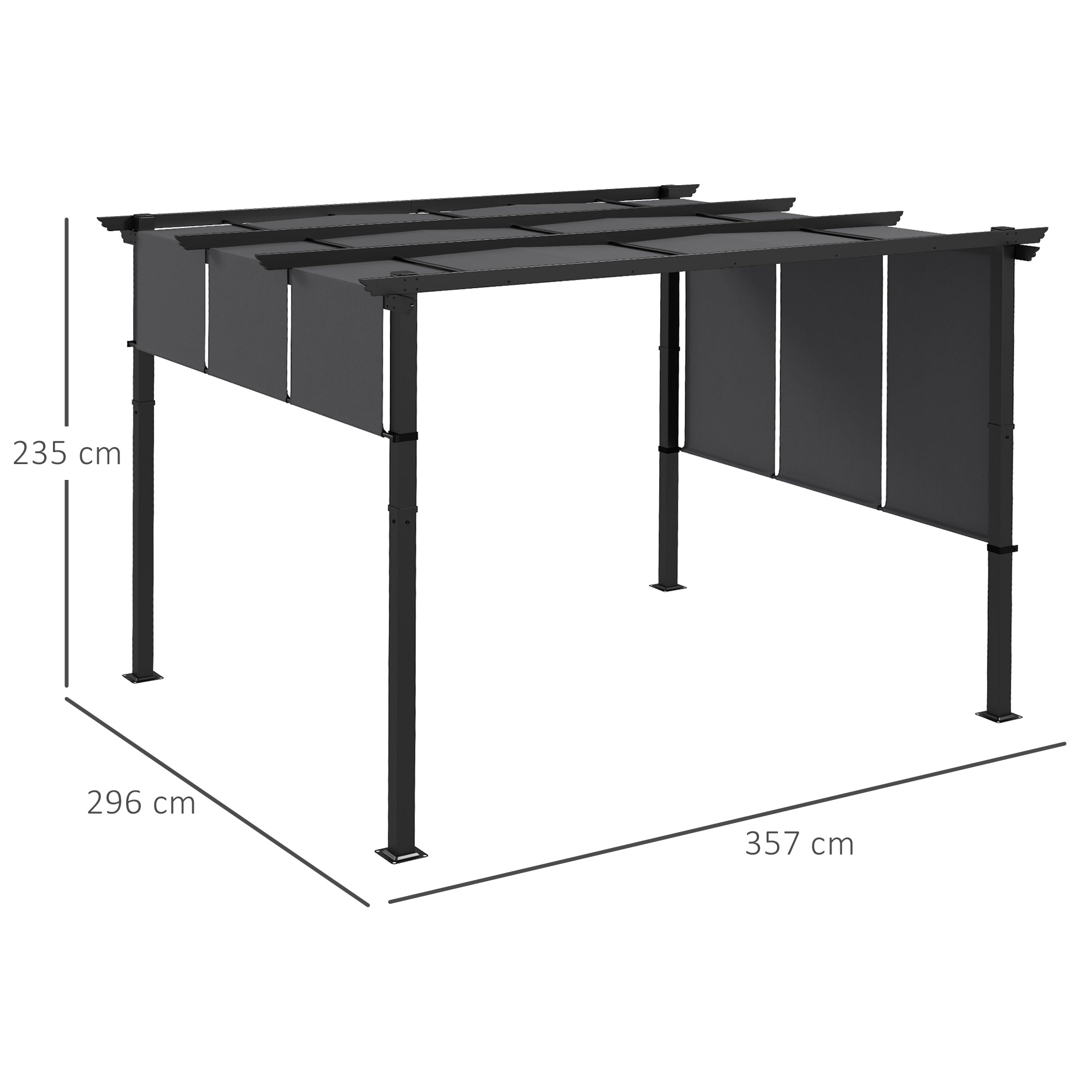 Pavilion approx. 3.5 x 3 m Pergola, Patio Roof, Terrace Cover with Side Wall, for Garden, Terrace, Dark Gray