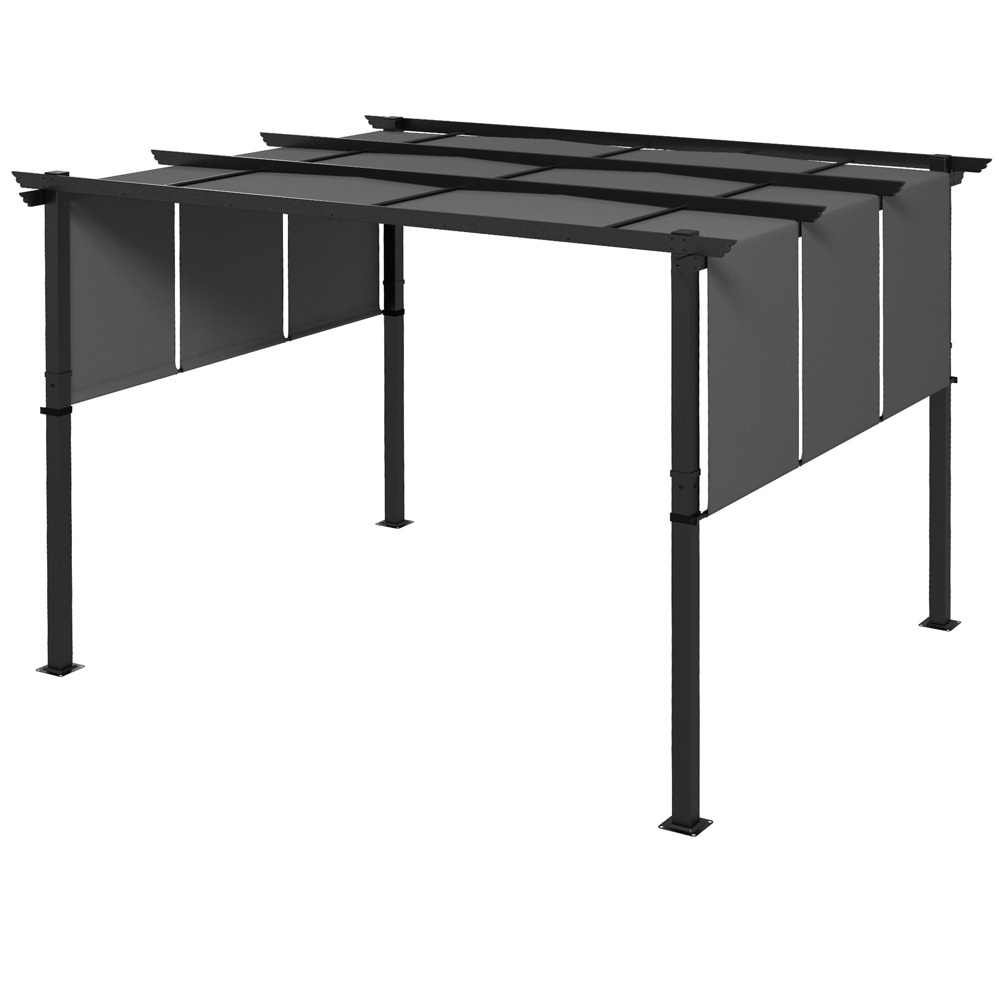 Pavilion approx. 3.5 x 3 m Pergola, Patio Roof, Terrace Cover with Side Wall, for Garden, Terrace, Dark Gray