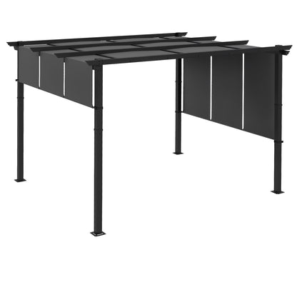 Pavilion approx. 3.5 x 3 m Pergola, Patio Roof, Terrace Cover with Side Wall, for Garden, Terrace, Dark Gray