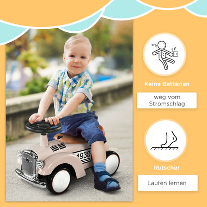 Kids Slider, Children's Vehicle with Storage Space, Kids Car, Slider Vehicle with Anti-Tip Protection, Slider for 1-3 Year Old Kids, Cream, 58 x 27 x 35 cm